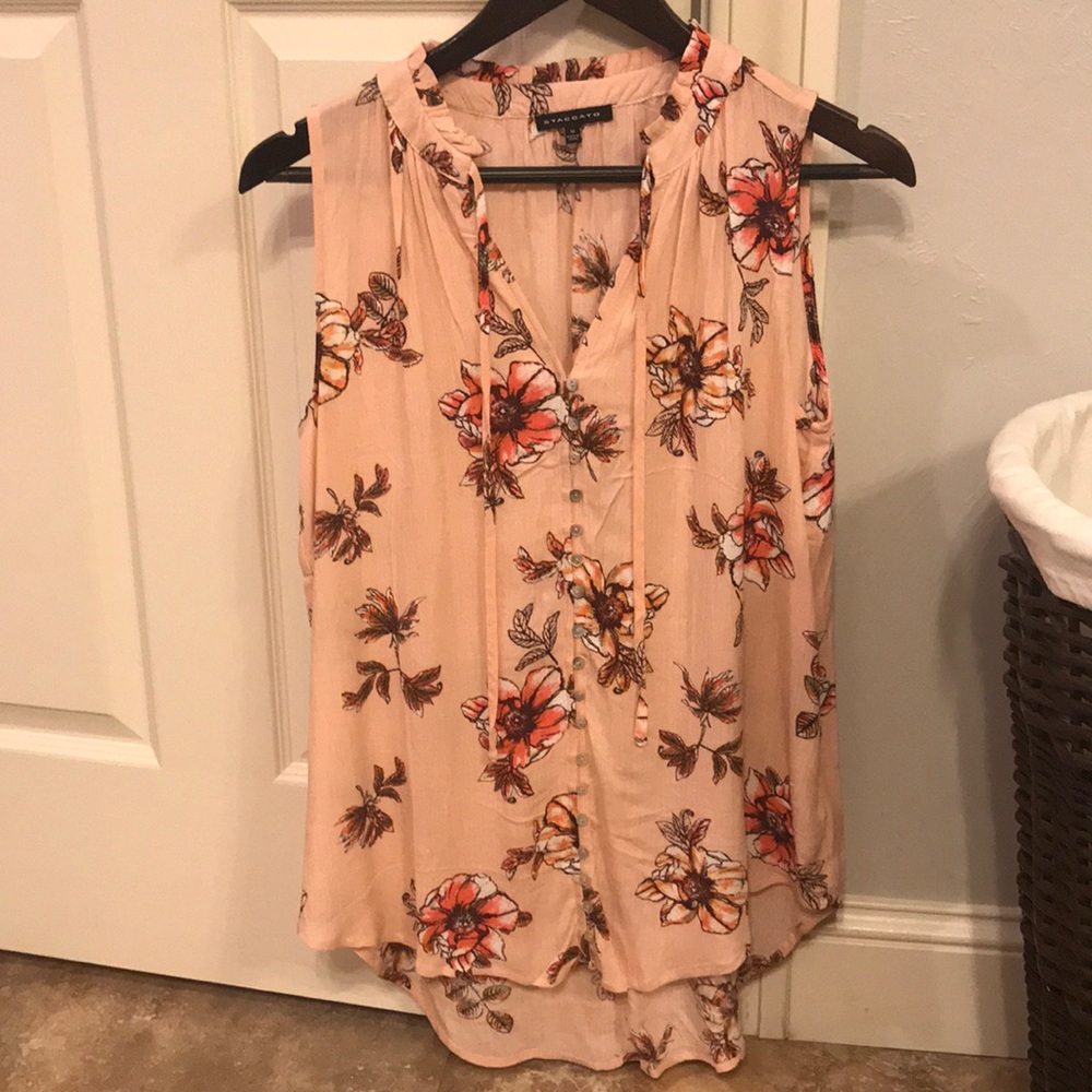 Peach Floral Tank Top